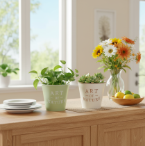 Artikel Art of Nature plantekasse med bogstaver, dekoration til vindueskarm og stue, 15 cm, 2 stk.