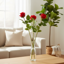 Artikel Rosegren silkeblomst kunstig rose rød 72 cm 3 stk