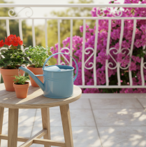Artikel Dekorativ vandkande til blomsterpotte i blå metal 28x13x17cm 1,25l til have og balkon