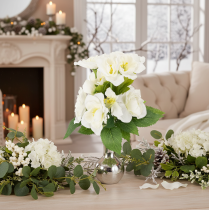 Artikel Kunstig juleroseblomstbuket, hvid, kunstig juledekoration