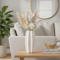 Artikel Ribbet vase, moderne keramikvase til tørrede blomster, 40 cm