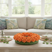 Artikel Kunstig orange rose, 5 cm blomst, enkelt, 100 stk.