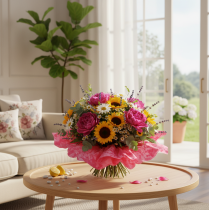 Artikel Blomstermanchet rondella rund manchet 38 cm lyserød til buketter