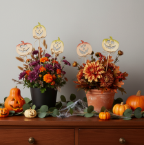 Artikel Dekorativt græskar med ansigt Halloween-dekoration, 31 cm, 12 stk.