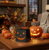 Artikel Papirpose græskar ansigt plantekasse Halloween dekoration 10 cm 6 stk