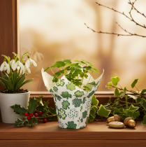 Artikel Papirblomsterpotte med kløvermotiv, nytårsdekoration, 12 cm, 12 stk.