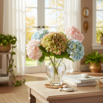 Artikel Kunstig hortensia dekorativ blomst med stilk, 46 cm