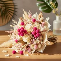 Artikel Craspedia tørrede blomsterbuket til blomsterhandel, 55 cm, 20 stk.