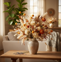 Artikel Craspedia tørrede blomsterbuket 55 cm 20 stk.