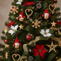 Artikel Stråophængssæt juletræspynt figurer og stjerner 6 cm 30 stk.