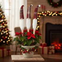 Artikel Jule-nisse dekorationspæle, julemanden med filthat, 58 cm, 6 stk.