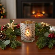 Artikel Glas fyrfadsstage med leopardprint, 12 cm
