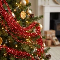 Artikel Juletræsdekoration Jul, bølget tinsel rød flimrende 50cm