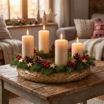 Artikel Stråkrans blank 30 cm 2-delt sæt til adventsdekoration DIY dørkrans 30/6 cm 2 stk.