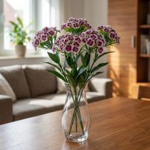 Artikel Bearded Nellike Kunstig Blomst Lilla Hvid Nellike 52cm