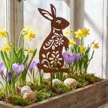 Artikel Havespil Rust Bunny Blomstermønster Havedekoration påske 9×15cm