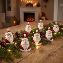 Artikel Keramisk julemandsfigur, rød og hvid, 6,4 cm – Festlig juledekoration – 6 stk.