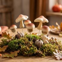 Artikel Dekorative svampe til at stikke brune dekorative svampe efterår 3,5/5,5 cm 16 stk.