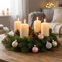 Artikel Mini julekugler creme, pink, hvid ægte glas Ø3cm 9stk