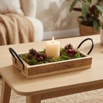 Artikel Træbakke med håndtag dekorativ bakke natursort 30×17×5cm
