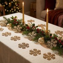 Artikel Snefnug guld juledekoration Ø4cm 48 stk