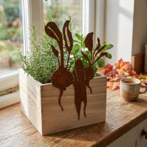 Artikel Plantekasse træ med rust dekoration grøntsags cachepot 17×17×12cm
