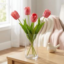 Artikel Tulipan kunstig blomst rød, orange kunstig forårsblomst H67cm