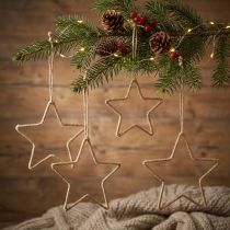 Artikel Adventsdekoration, juledekorationsstjerne, dekorativ stjernejute B20cm 5 stk