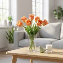 Artikel Kunstig blomst, papegøje tulipan orange, forårsblomst 63cm