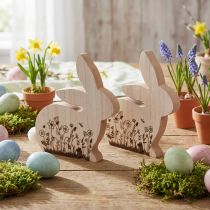 Artikel Bunny Wood Sidde Blomstermønster Natur Hvid 24×24cm 2 stk
