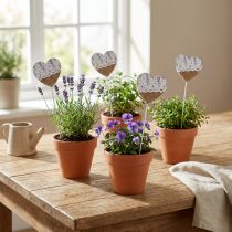 Artikel Blomsterprop hjerte lilla landstedsstil 7×0,5×7cm 12stk
