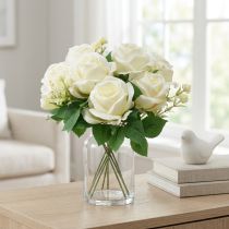 Artikel Kunstige Roser Kunstige Blomsterbuket Roser Hvid Pick 42cm