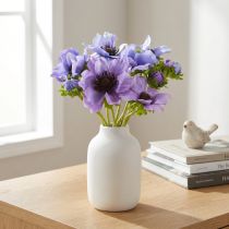 Artikel Kunstig blomsterbuket: Anemone, Windflower, Blå, Lilla, L28cm