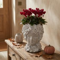 Artikel Buste lavet af støbt sten skulptur kvinde planter antik H21,5cm