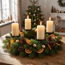 Artikel Lysestager adventskrans metal mat sort Ø8cm 4 stk