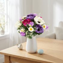 Artikel Kunstig blomsterbuket med anemoner, forårsdekoration, alsidig i et moderne design, 26 cm