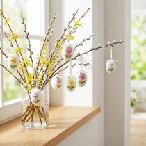 Artikel Påskeæg til at hænge op med blomstermotiv påskepynt 12 stk