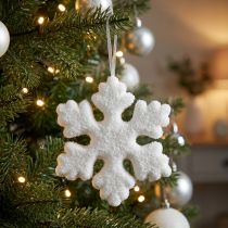 Artikel Juletræspynt snefnug hængende dekoration Julehvid 15cm
