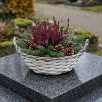 Artikel Dekorativ kurv, plantekasse, hvid, rund, shabby chic, urtepotte, blomsterkurv, Ø29,5 cm