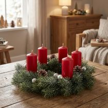 Artikel Kunstig julekrans, dekorativ krans, frostklar, Ø25 cm, dørkrans, adventskrans, glitter