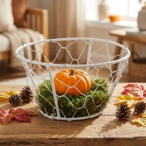 Artikel Netkurv, trådkurv, metaldekoration shabby chic hvid Ø12cm H7cm