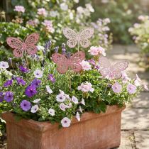 Artikel Havespil sommerfugl metal pink H30cm 6 stk