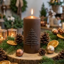 Artikel Julelys, mørkebrun, 150/70 mm, adventsdekoration, levende lys