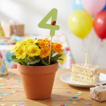 Artikel Nummerpropper fødselsdag 4 blomsterpropper træ 27,5cm 16 stk