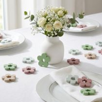 Artikel Scatter dekoration træblomster borddekoration farvet 2 motiver Ø3cm 24 stk.