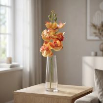 Artikel Kunstig orkidé Phalaenopsis flammet rød gul 78cm