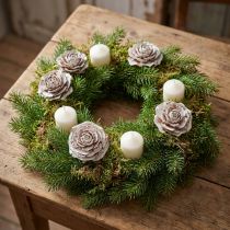Artikel Cederkegler skåret som rosencederrose 4-6cm hvid/naturlig 50 stk