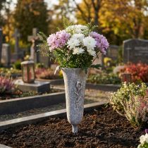 Artikel Gravvase grå Vase til stikke Calla-motiv H32,5cm