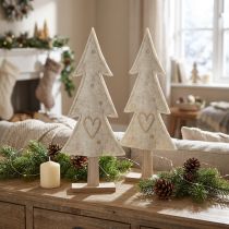 Artikel Juletræsfilt dekoration med hjertecreme beige H35cm 2 stk