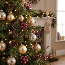 Artikel Dekorativ stjernebær juledekoration hængende glimmer Ø18cm 8 dele sæt
